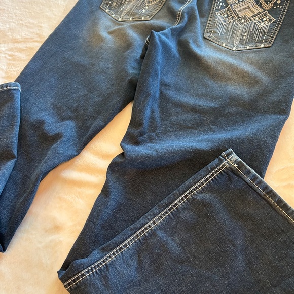 Stylish Women's Project Indigo Embellished Blue Jeans BootCut Wide Leg Size 12 - Picture 6 of 6